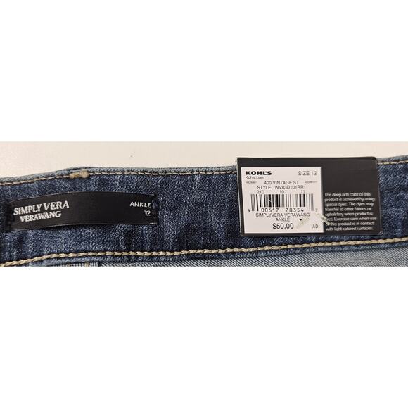 NWT Simply vera wang size 12 ankle cropped jeans stretch career casual NEW - Picture 5 of 9